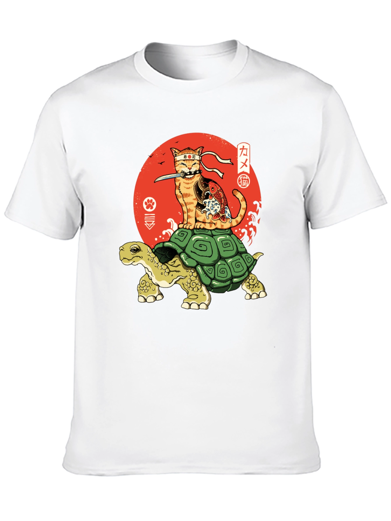 Ninja Cat Riding Turtle Graphic Tee