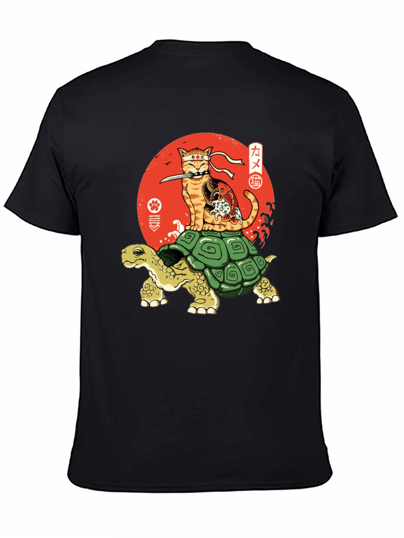 Ninja Cat Riding Turtle Graphic Tee