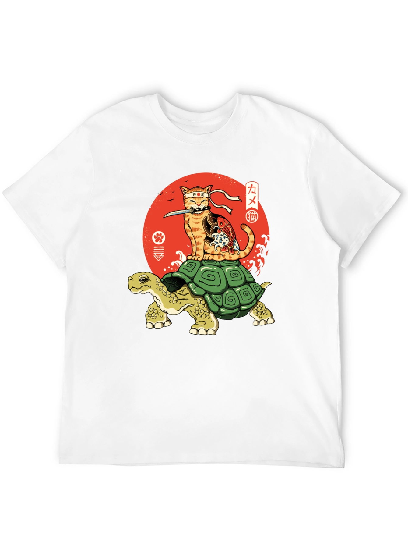 Ninja Cat Riding Turtle Graphic Tee