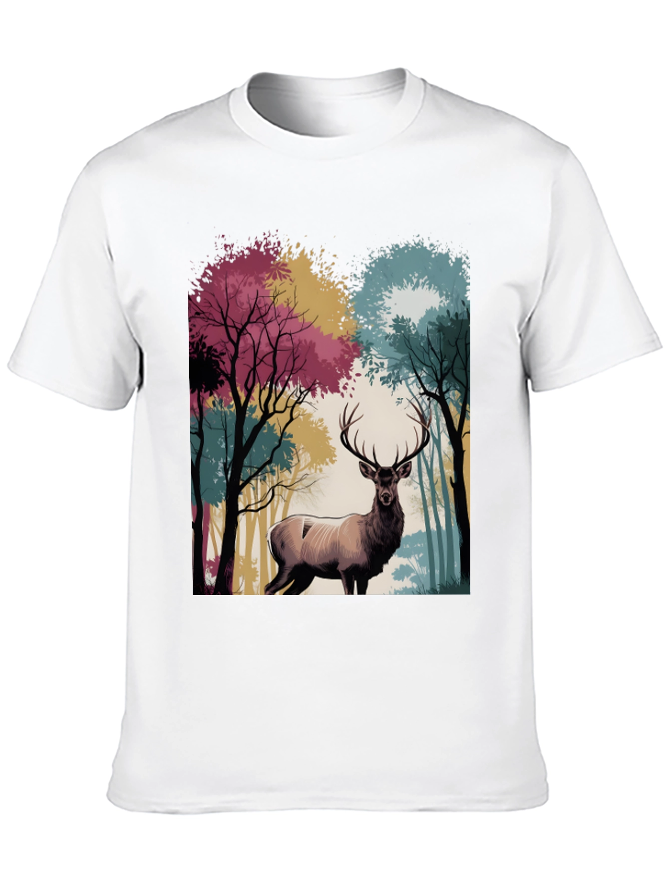 Nature Deer Graphic Tee - Black Casual T-Shirt