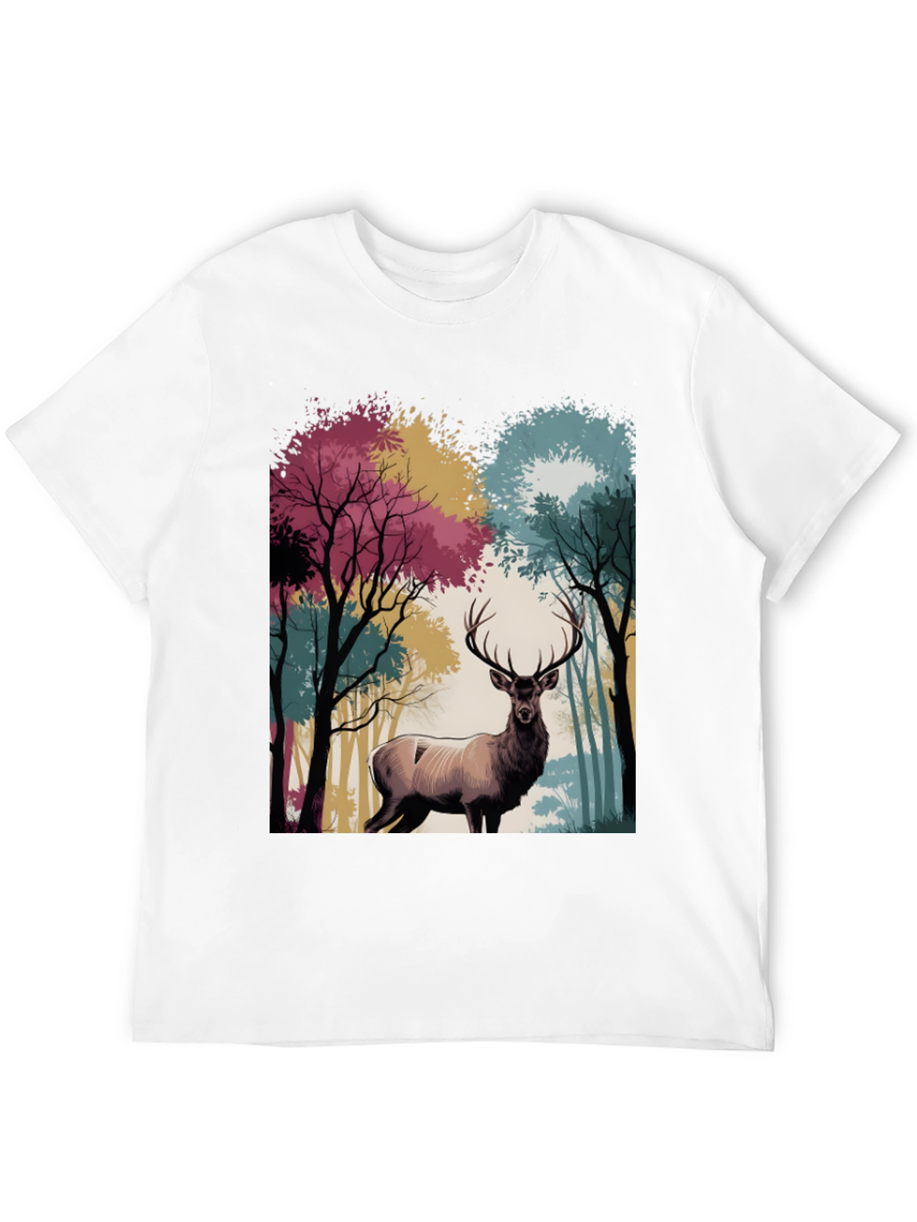 Nature Deer Graphic Tee - Black Casual T-Shirt