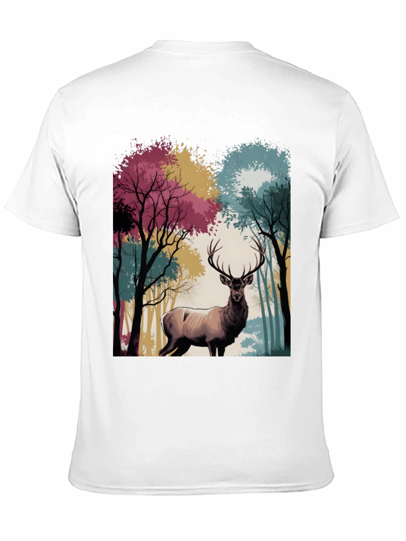 Nature Deer Graphic Tee - Black Casual T-Shirt