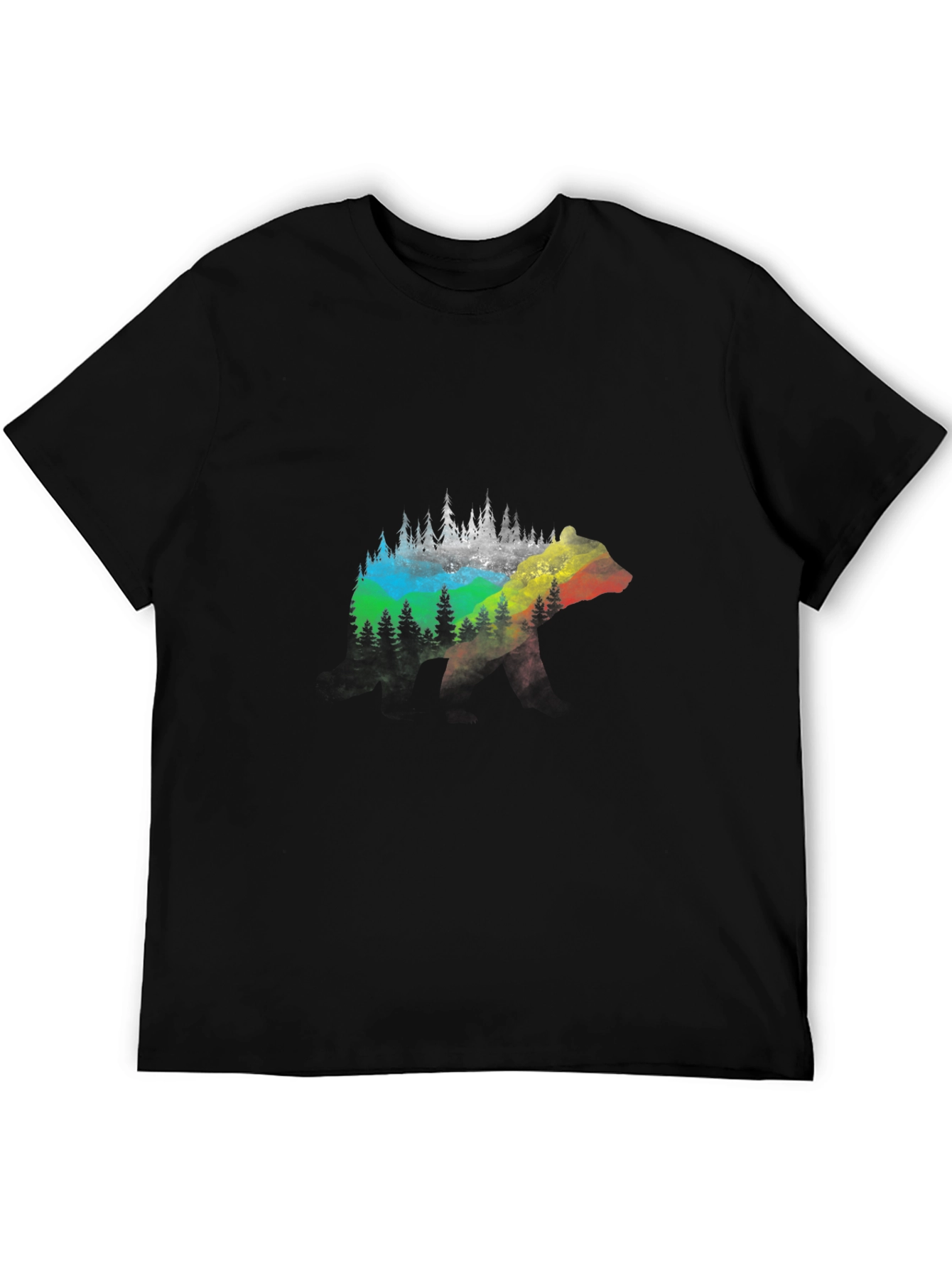 Bear Forest Graphic Tee - Black Cotton Blend