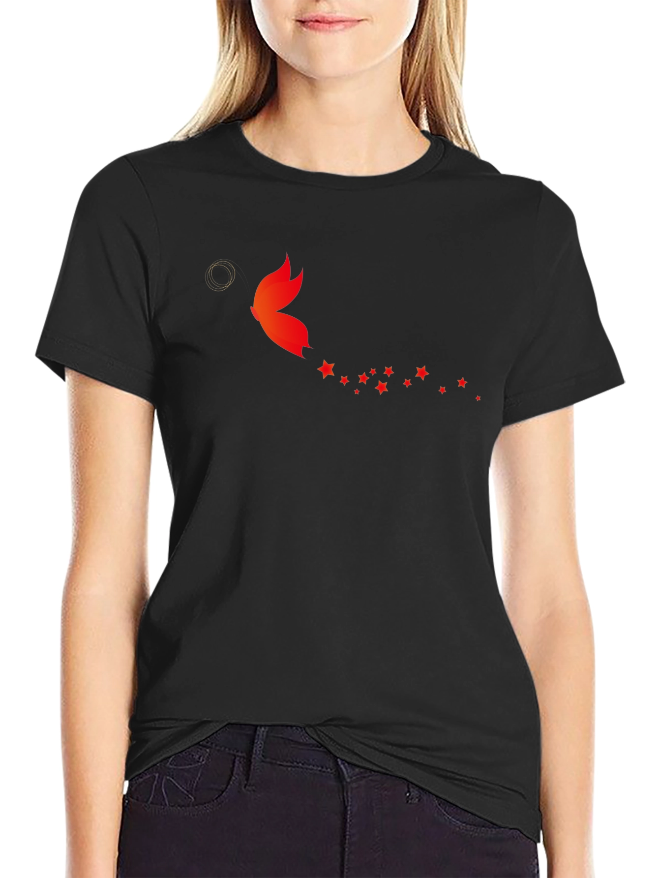 Butterfly Star Trail Black T-Shirt