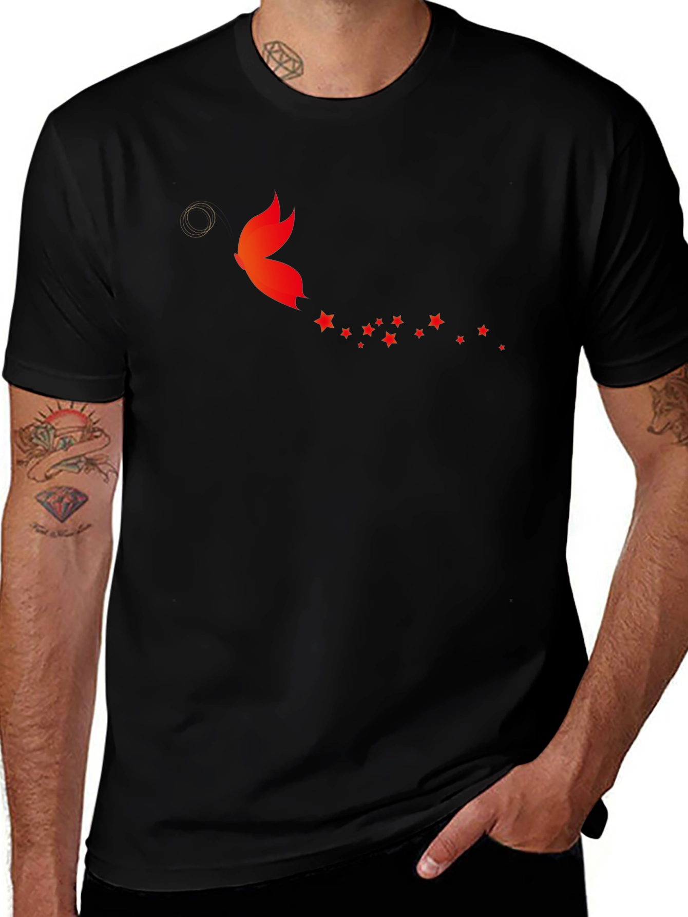 Butterfly Star Trail Black T-Shirt