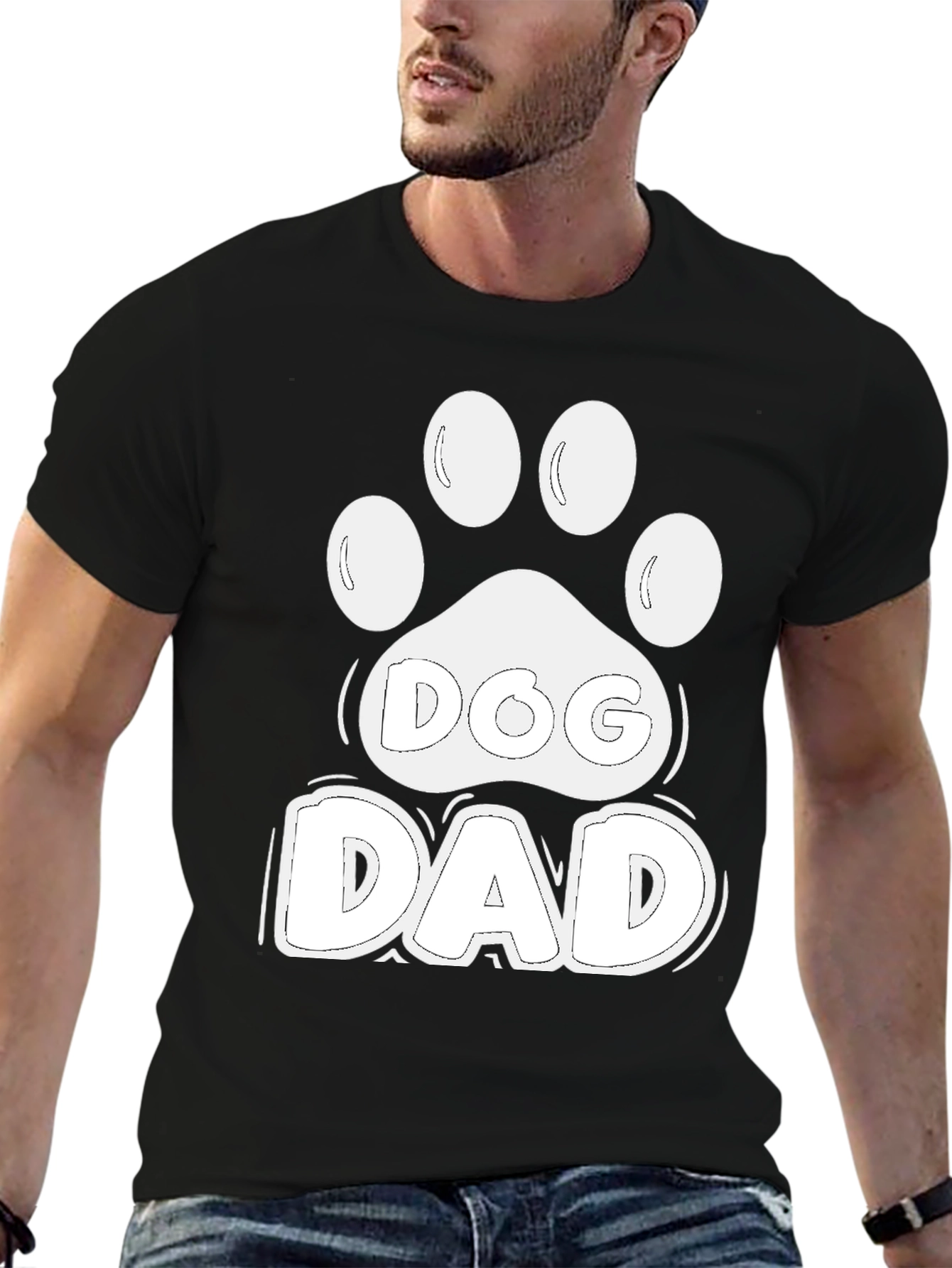 Dog Dad Paw Print T-Shirt – Classic Dog Lover Tee