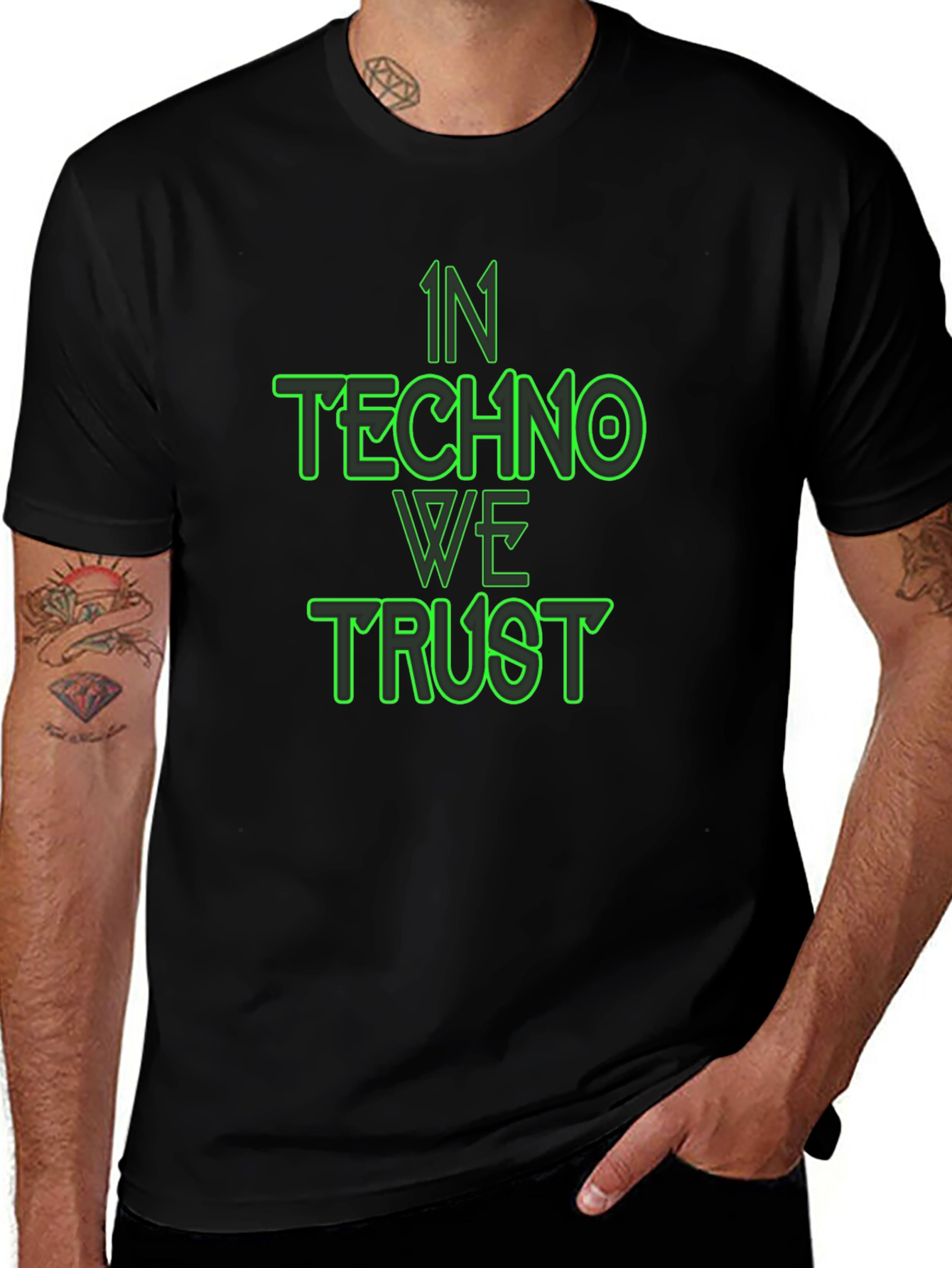 In Techno We Trust Black T-Shirt