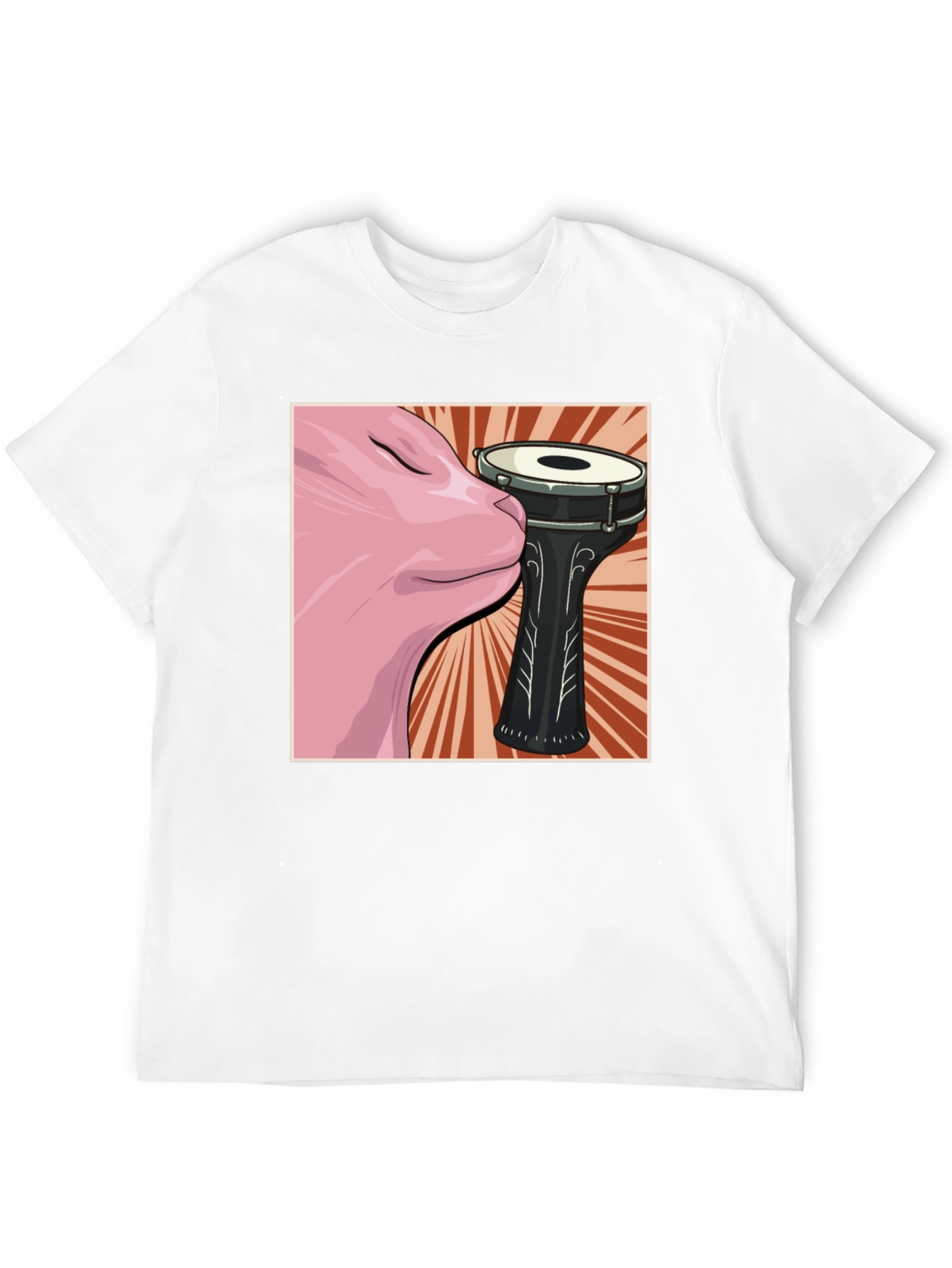 Cat Snuggling Darbuka Drum Graphic T-Shirt