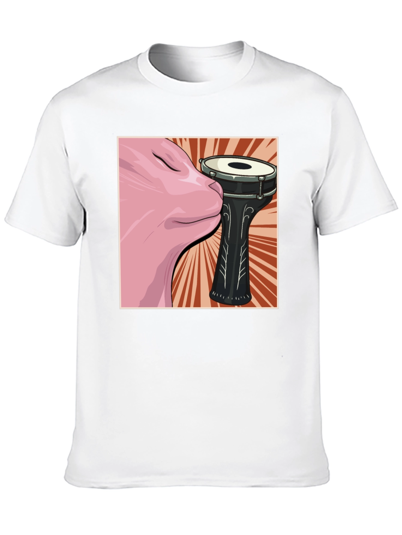Cat Snuggling Darbuka Drum Graphic T-Shirt