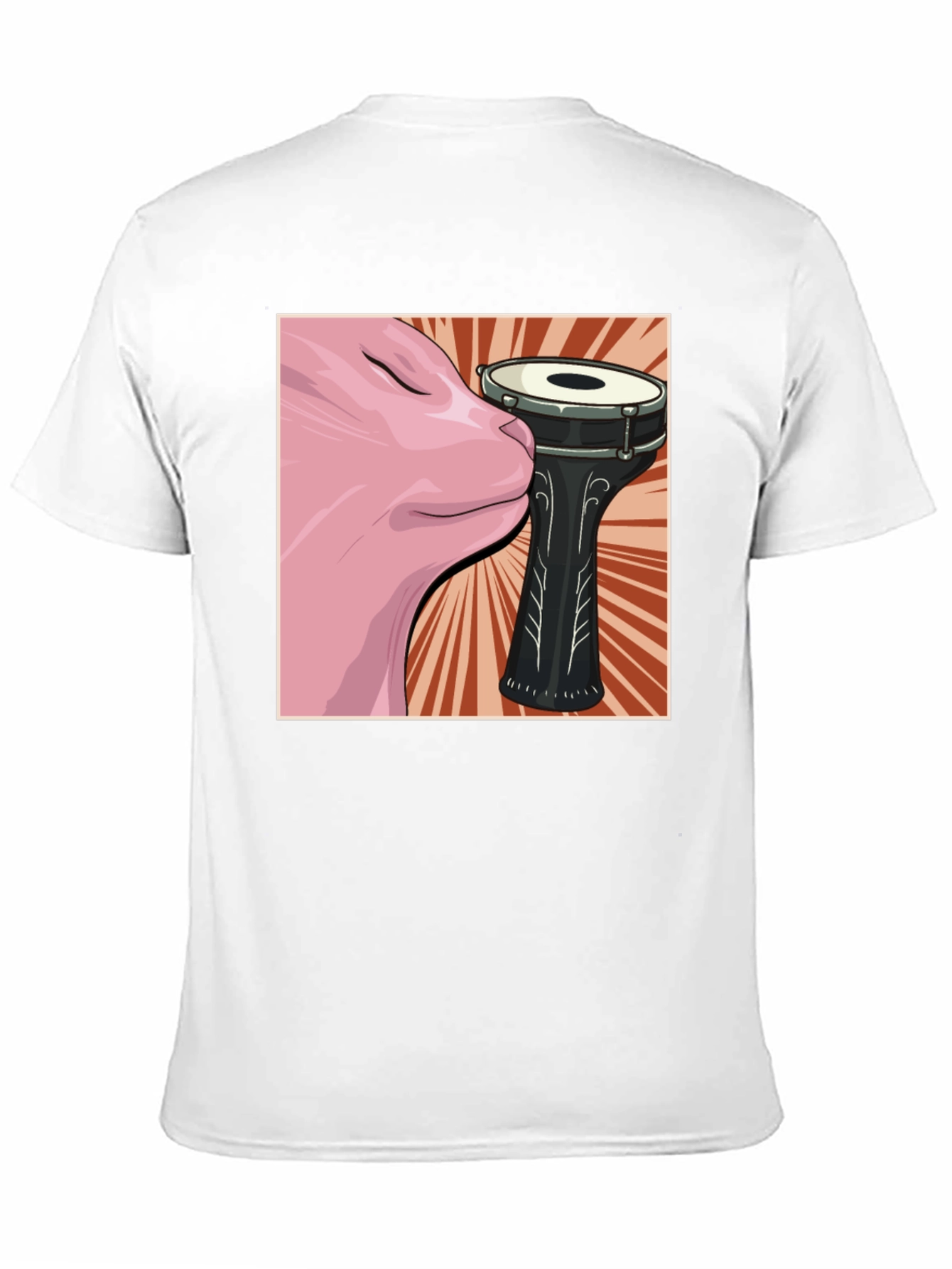 Cat Snuggling Darbuka Drum Graphic T-Shirt
