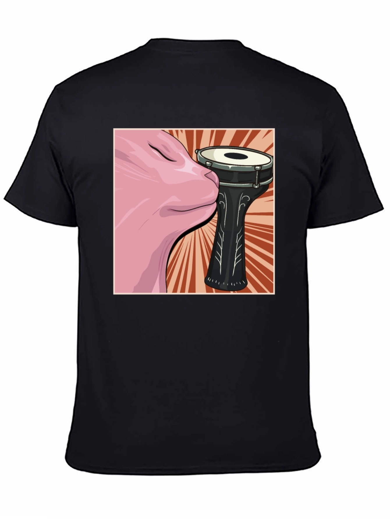Cat Snuggling Darbuka Drum Graphic T-Shirt