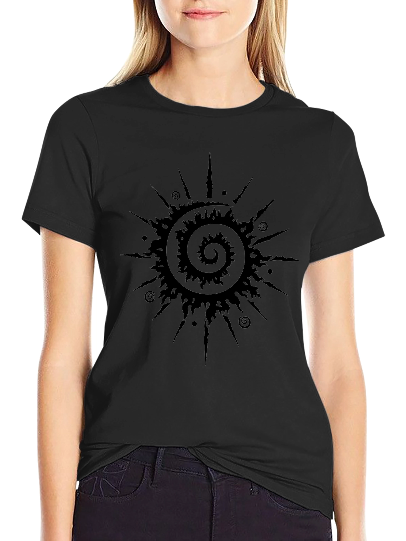 Mystic Sun Graphic Tee - Black Cotton Blend