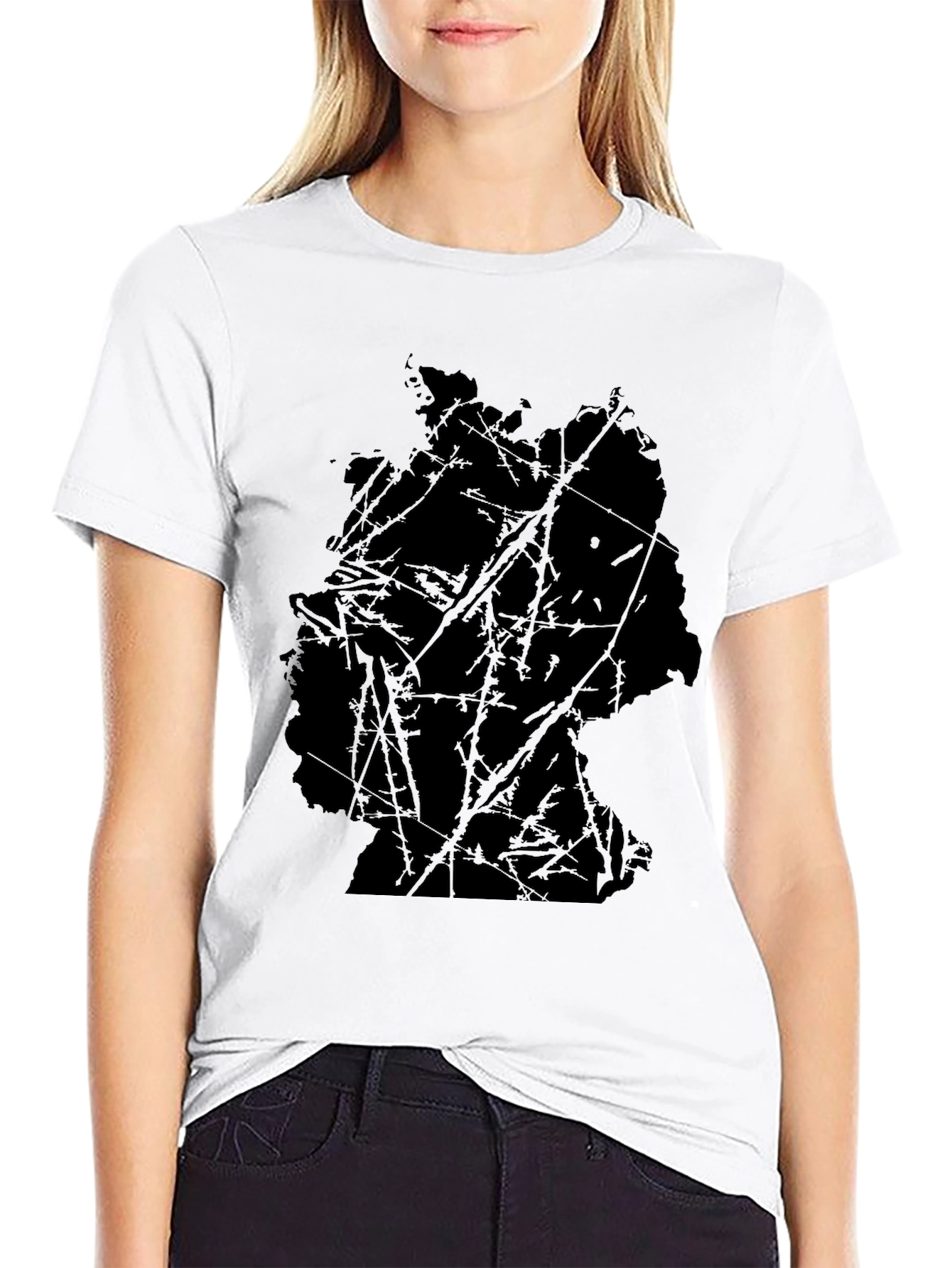 Abstract Map Graphic Black T-Shirt