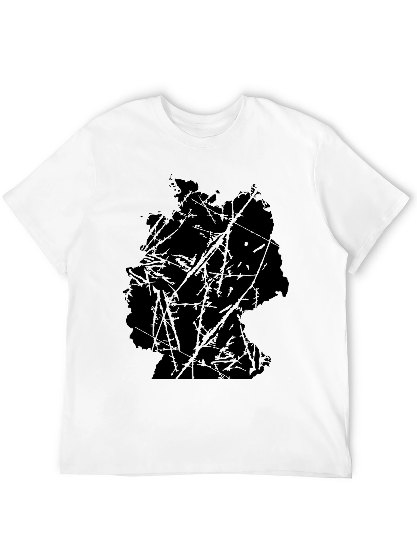 Abstract Map Graphic Black T-Shirt