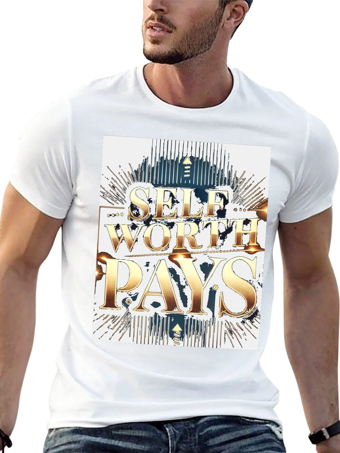 Self Worth Pays Black Graphic Tee