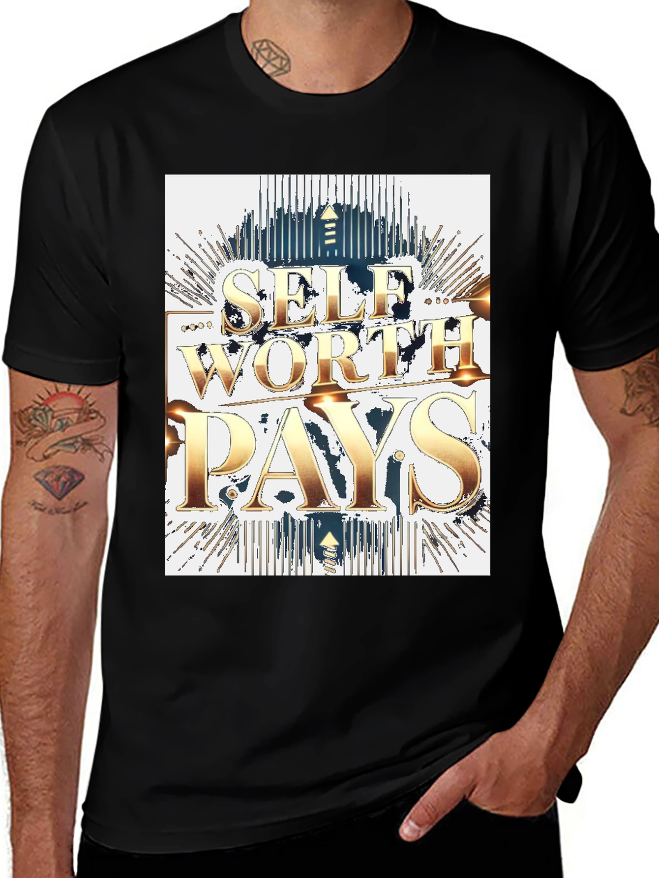 Self Worth Pays Black Graphic Tee