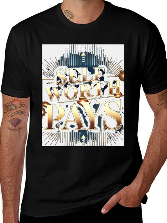 Self Worth Pays Black Graphic Tee