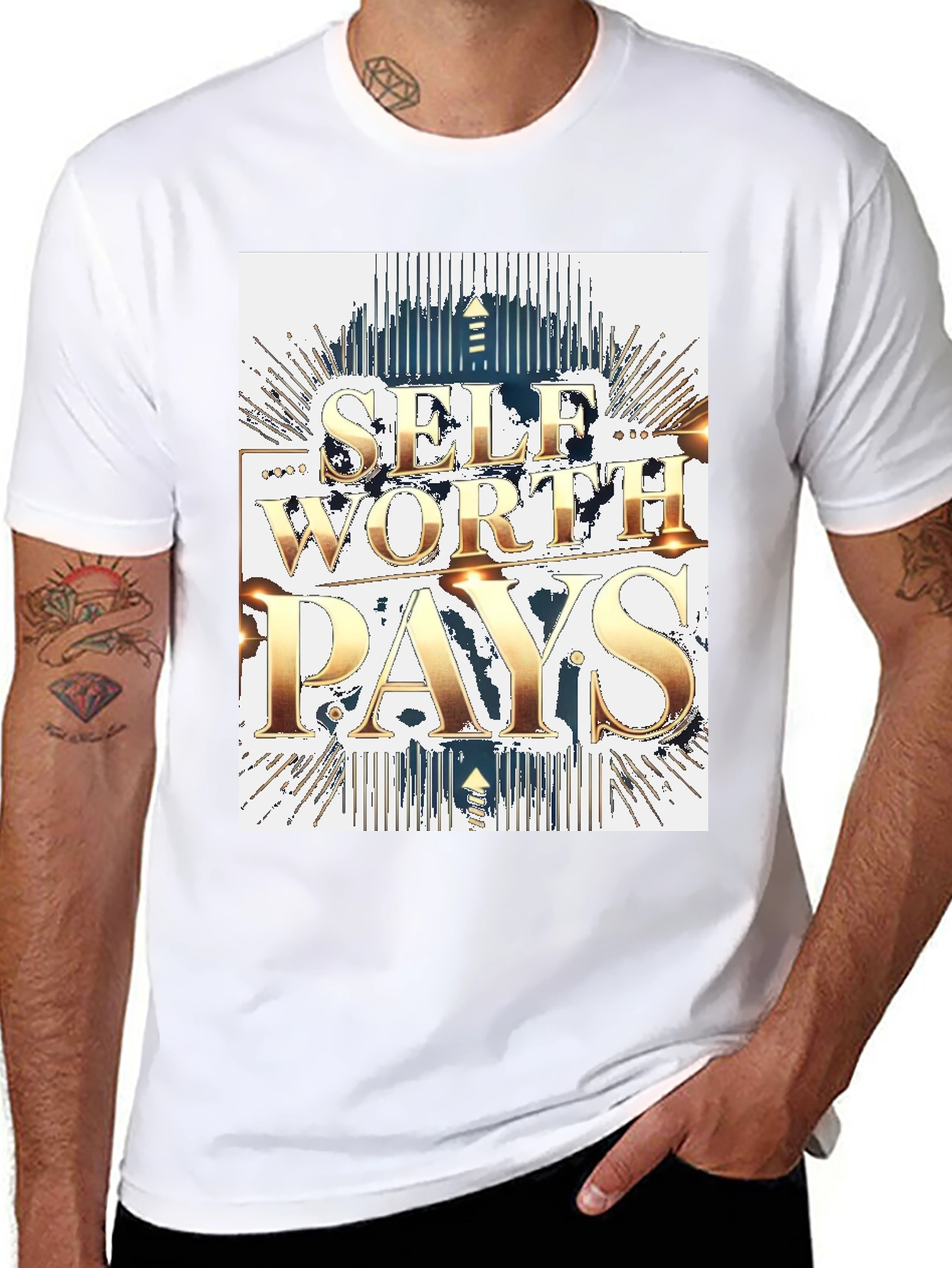 Self Worth Pays Black Graphic Tee