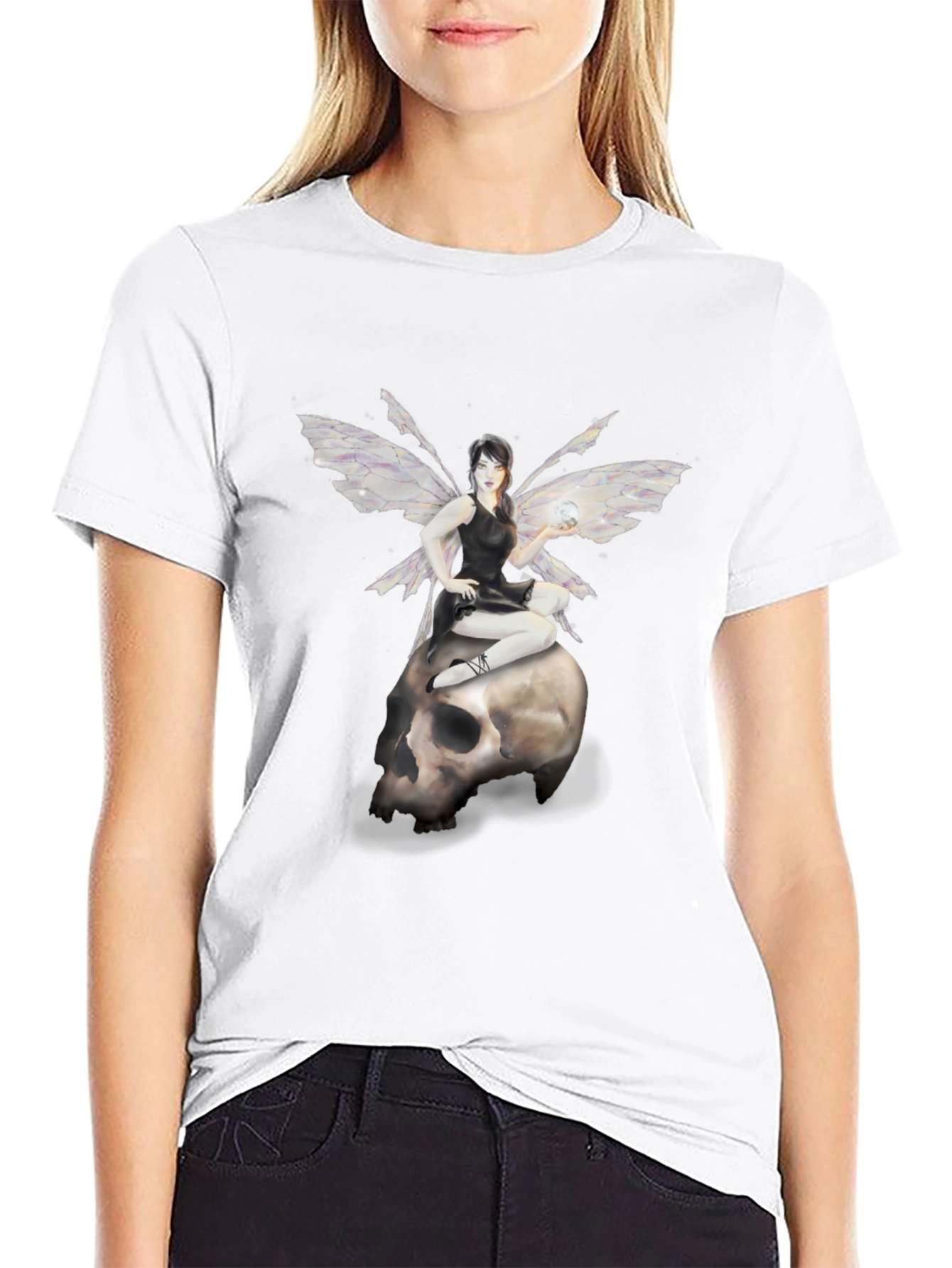 Fairy on Skull Graphic T-Shirt