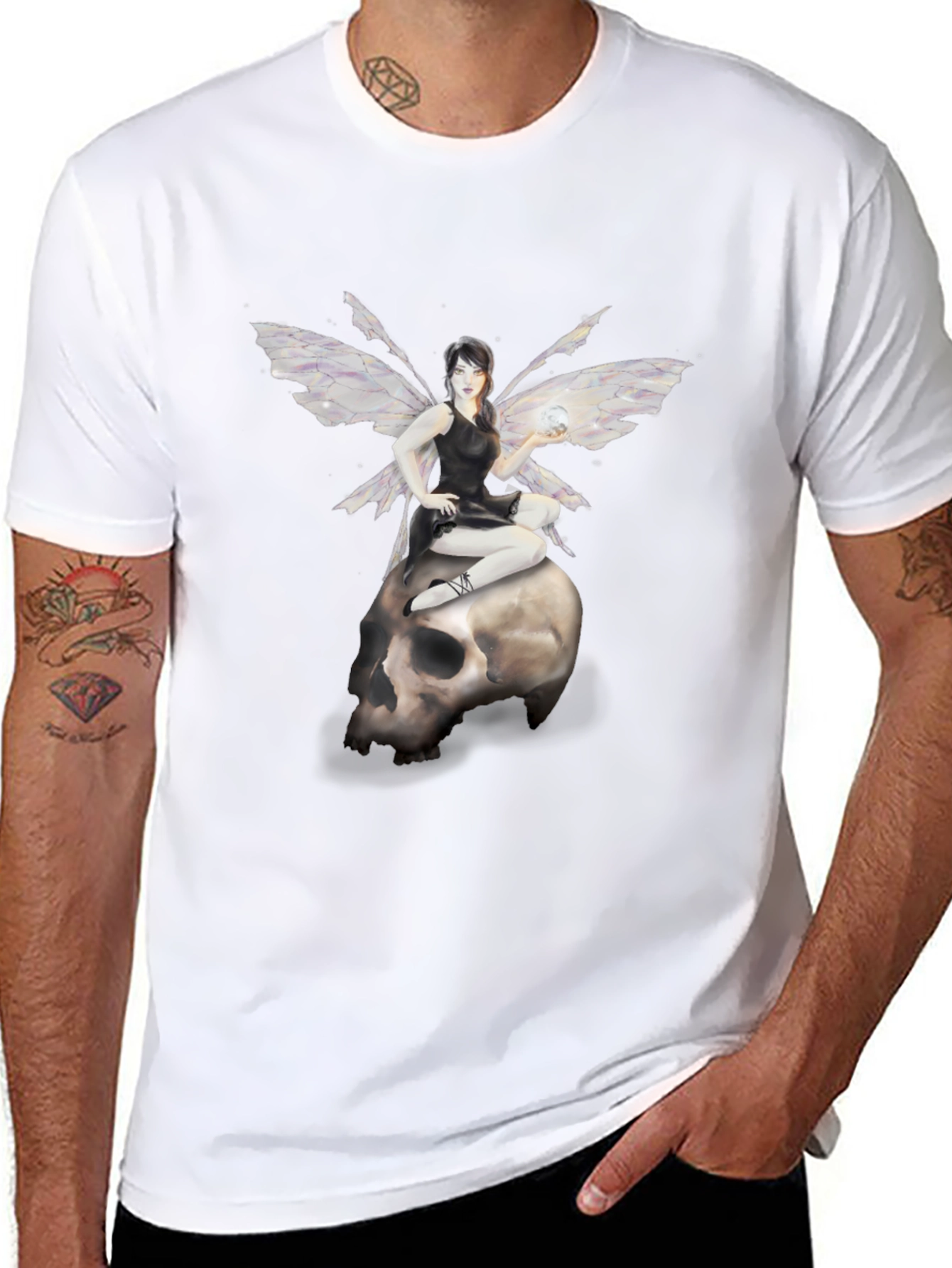 Fairy on Skull Graphic T-Shirt