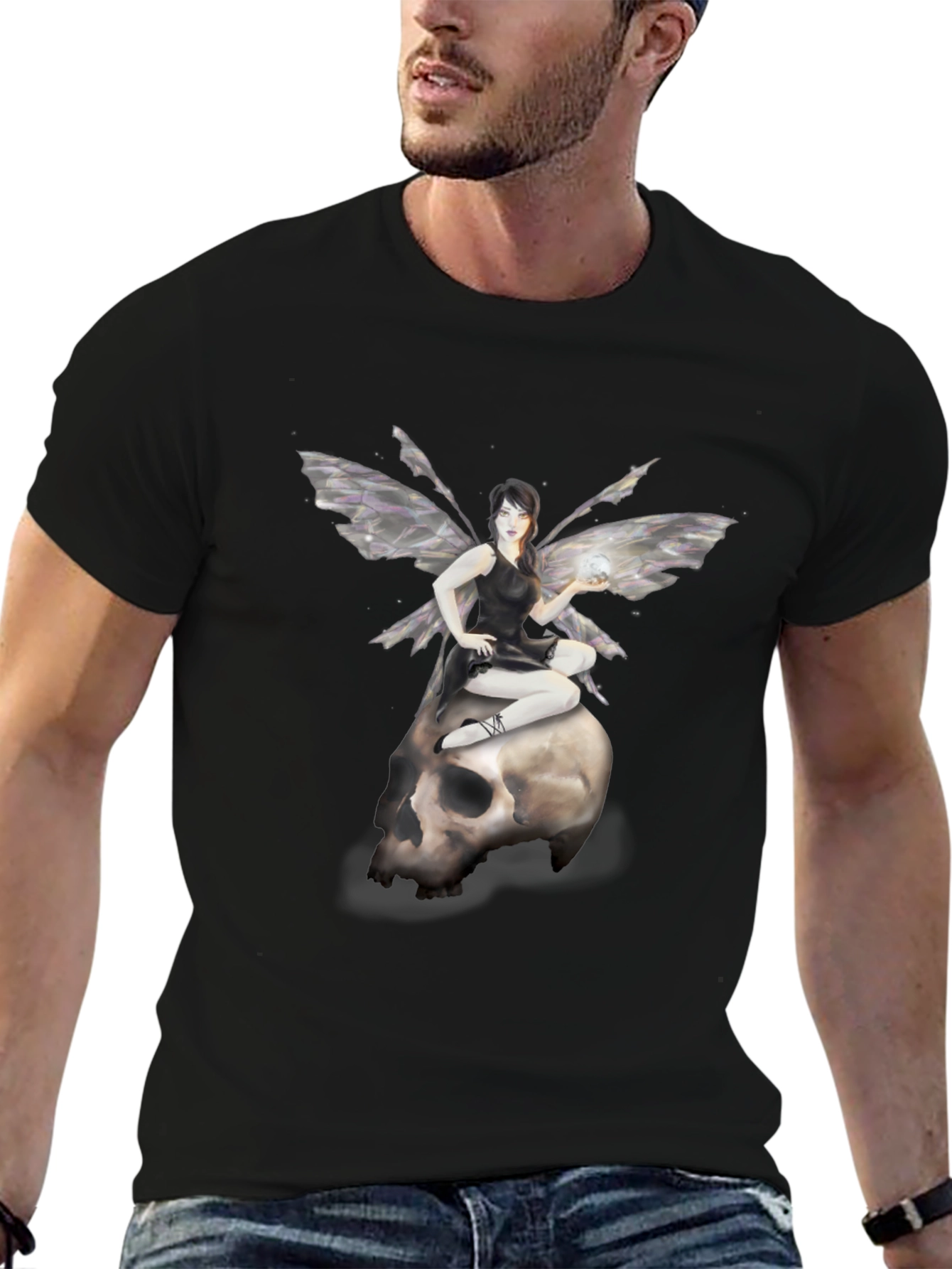 Fairy on Skull Graphic T-Shirt