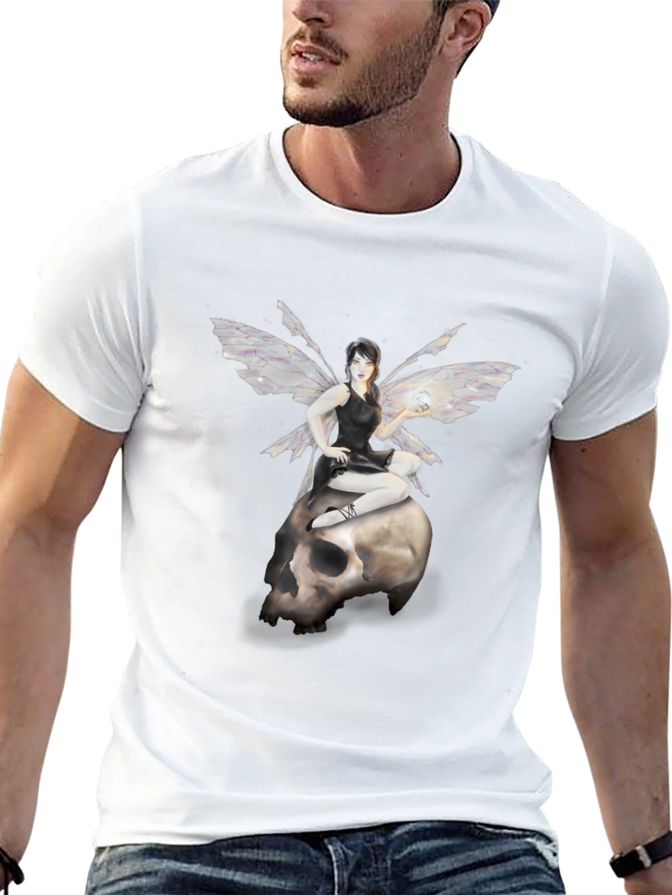 Fairy on Skull Graphic T-Shirt