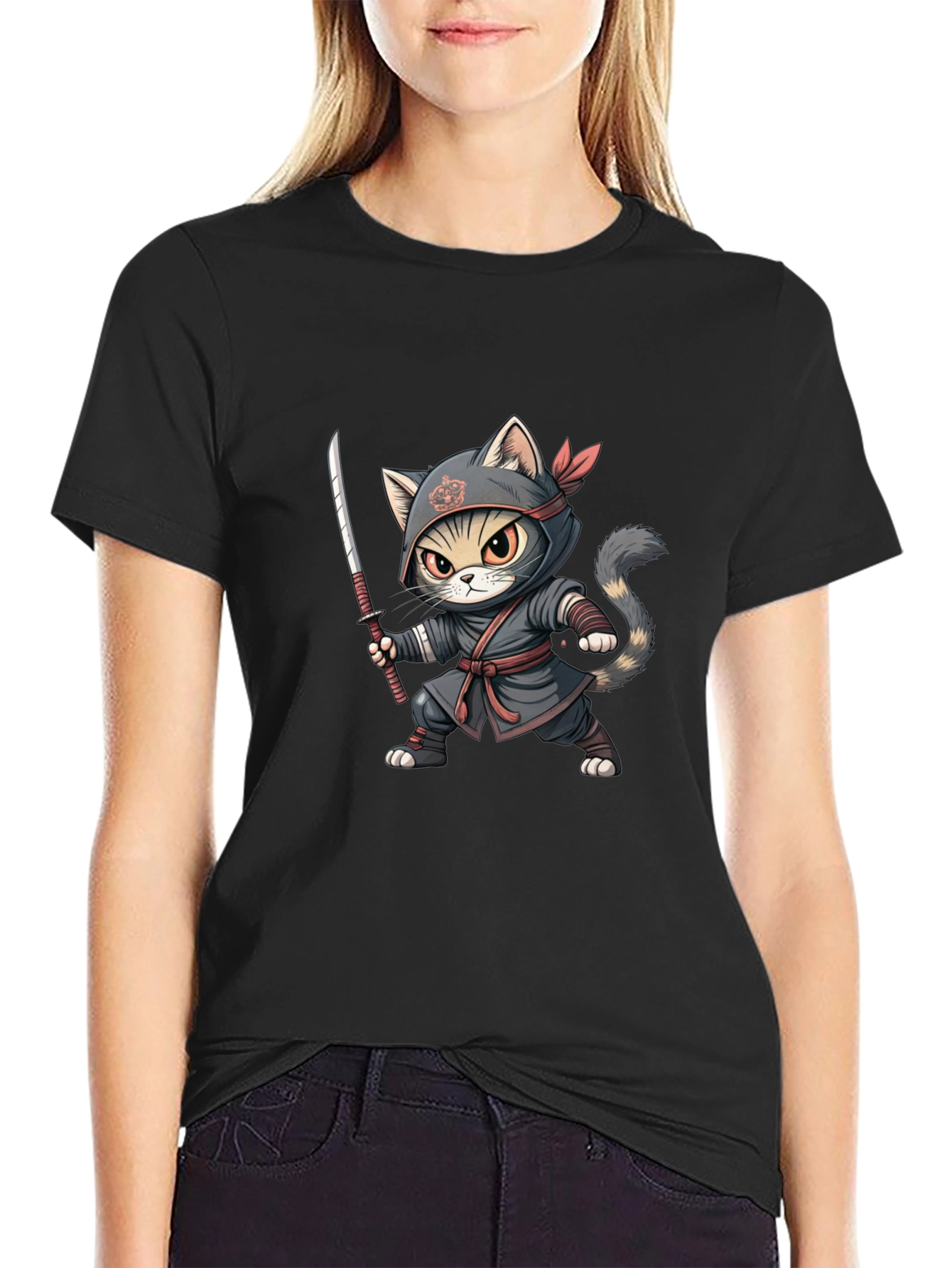 Ninja Cat Graphic Tee - Stealth Style!