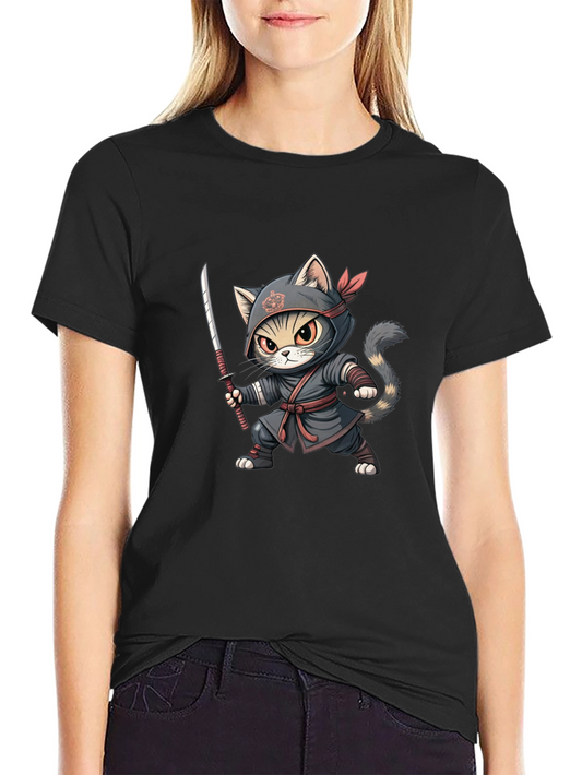 Ninja Cat Graphic Tee - Stealth Style!