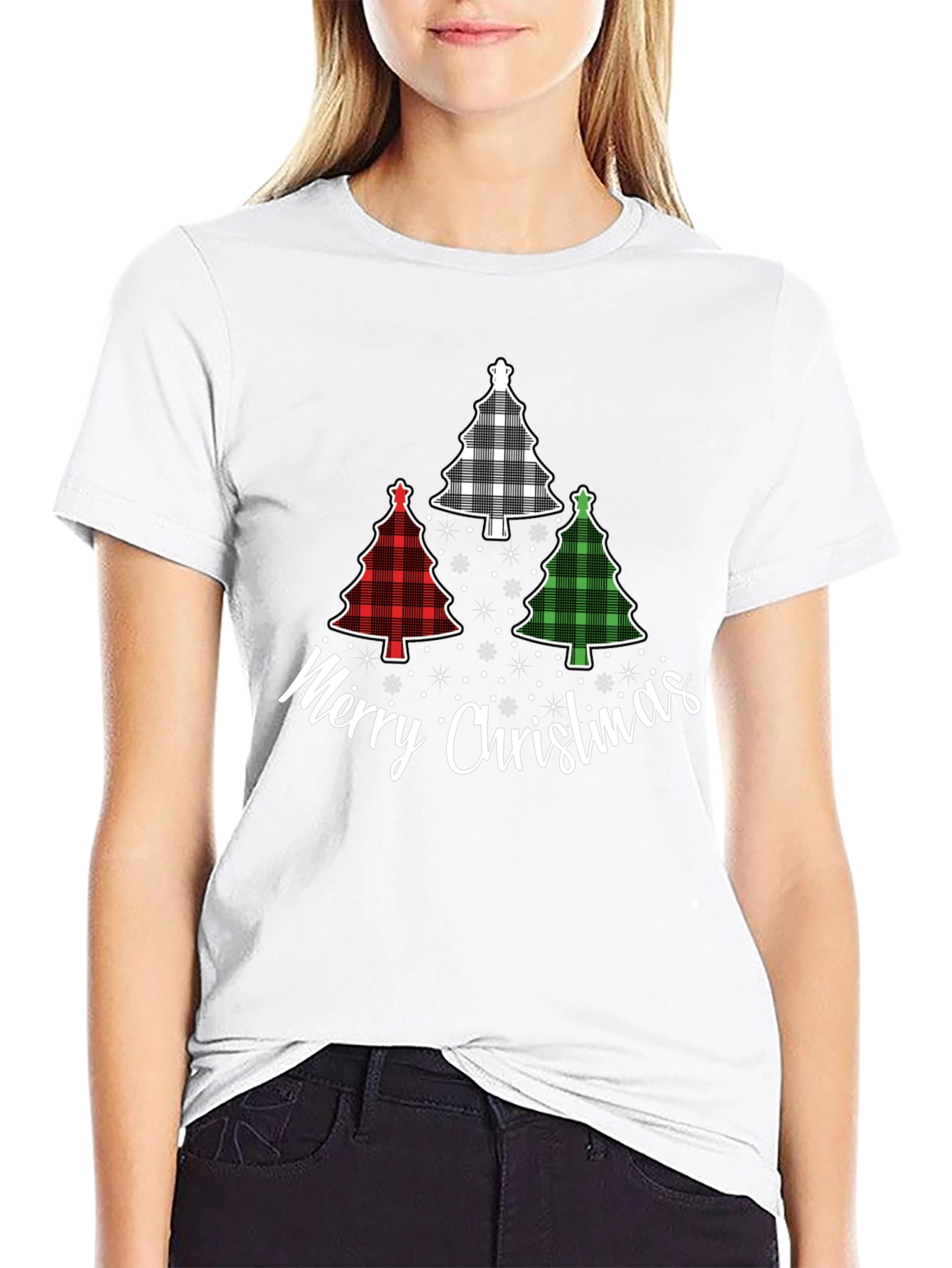Merry Christmas Tree Plaid T-Shirt