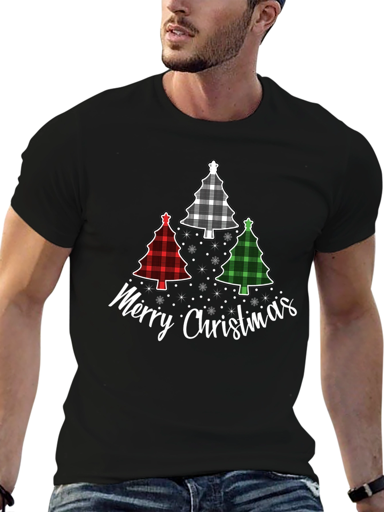 Merry Christmas Tree Plaid T-Shirt