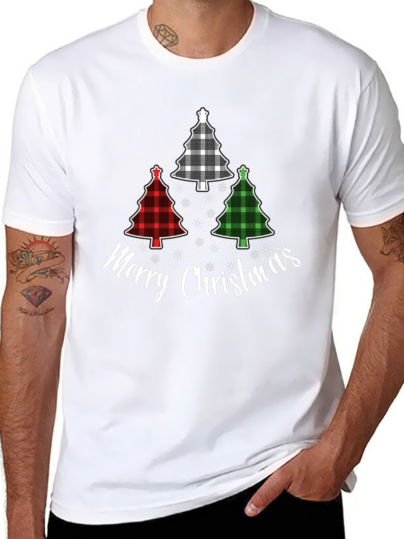 Merry Christmas Tree Plaid T-Shirt