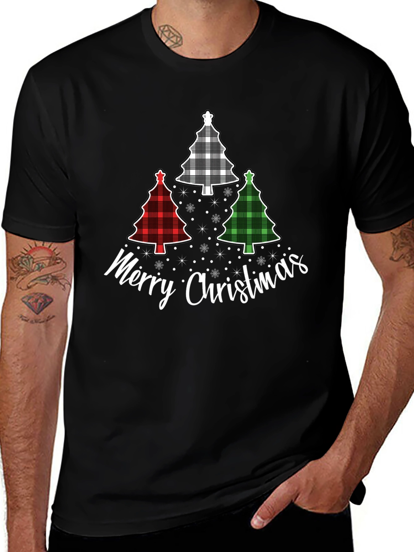 Merry Christmas Tree Plaid T-Shirt
