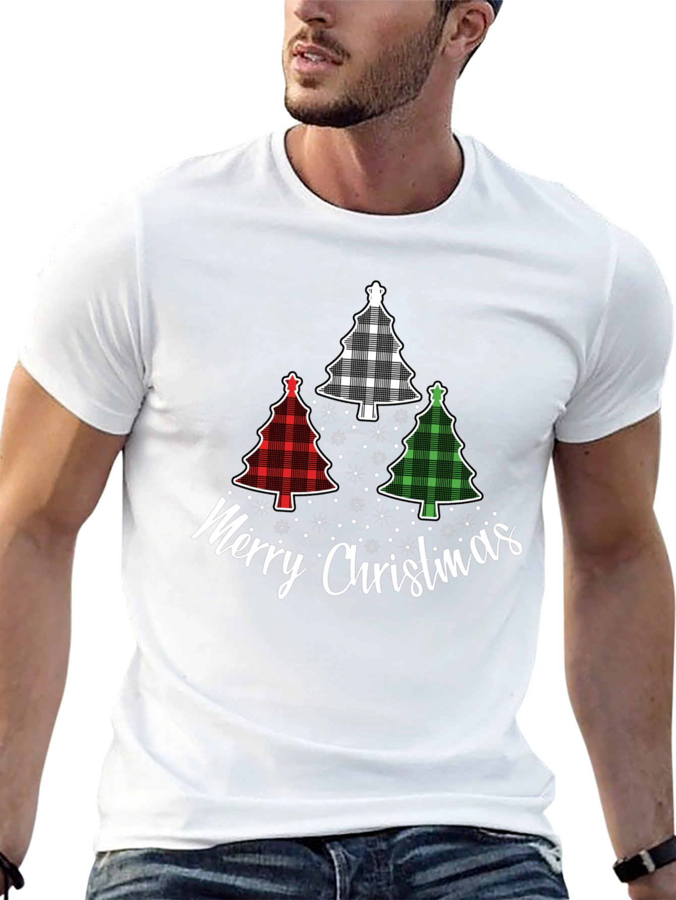 Merry Christmas Tree Plaid T-Shirt