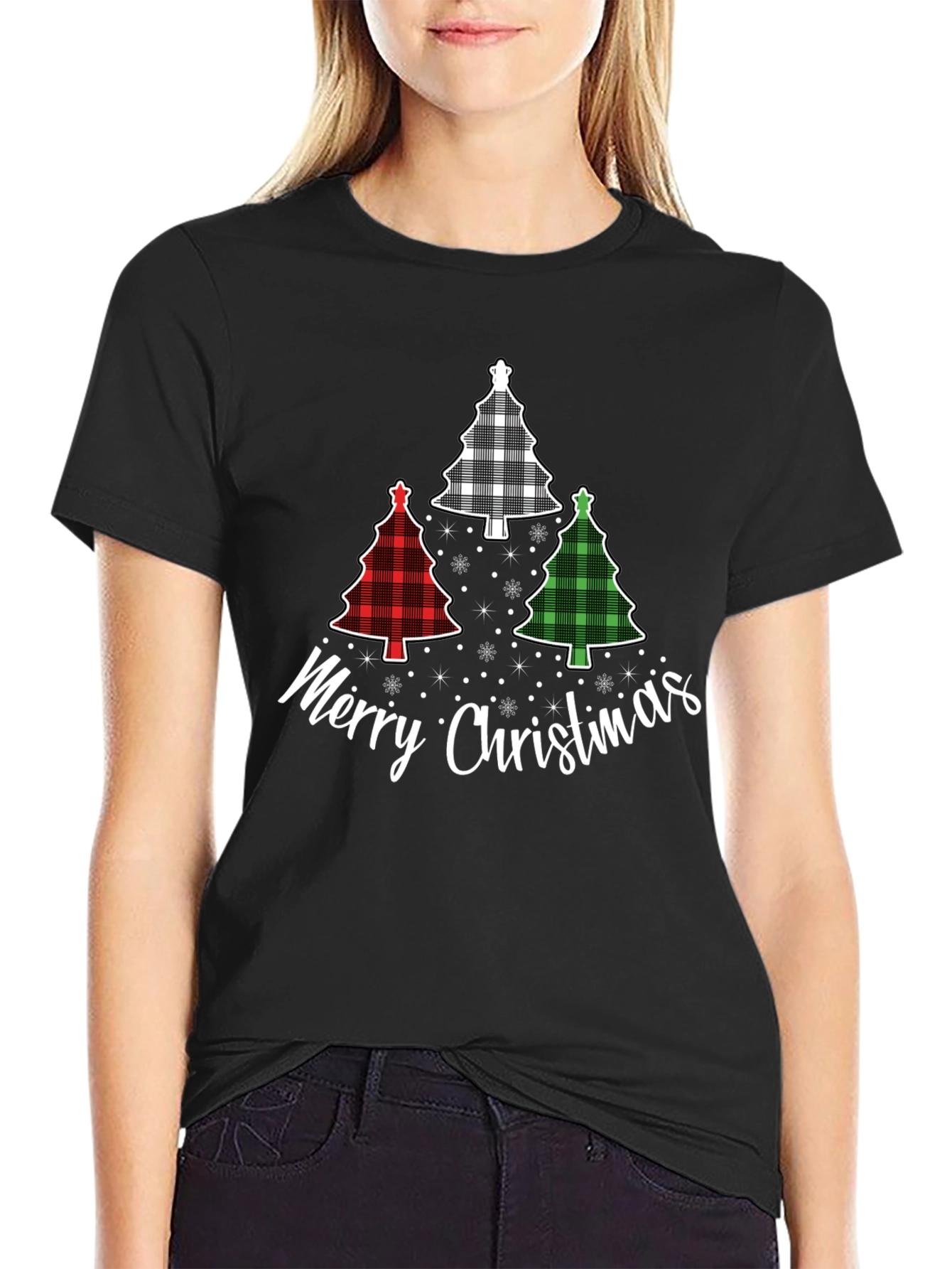 Merry Christmas Tree Plaid T-Shirt
