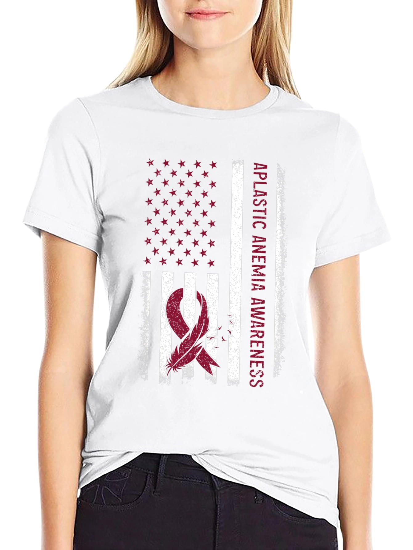 Aplastic Anemia Awareness USA Flag T-Shirt