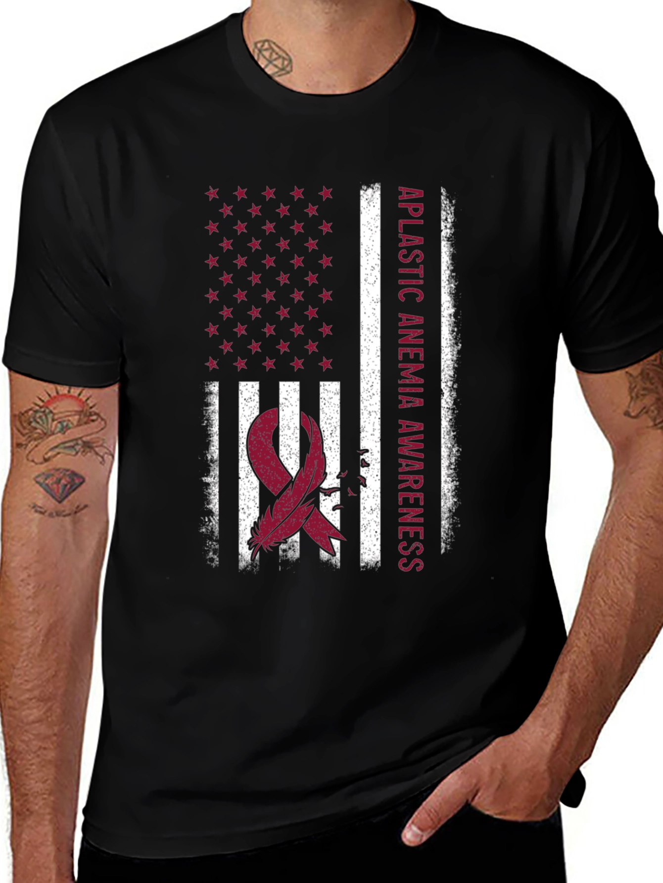 Aplastic Anemia Awareness USA Flag T-Shirt