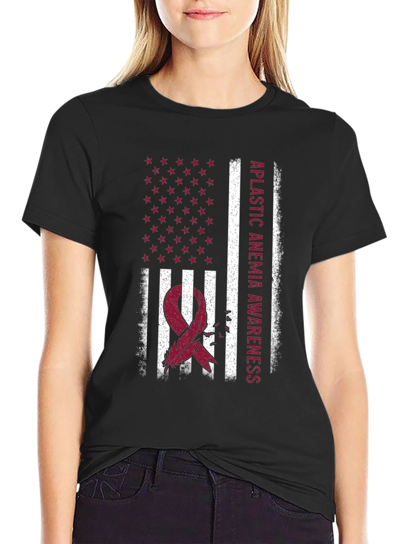 Aplastic Anemia Awareness USA Flag T-Shirt