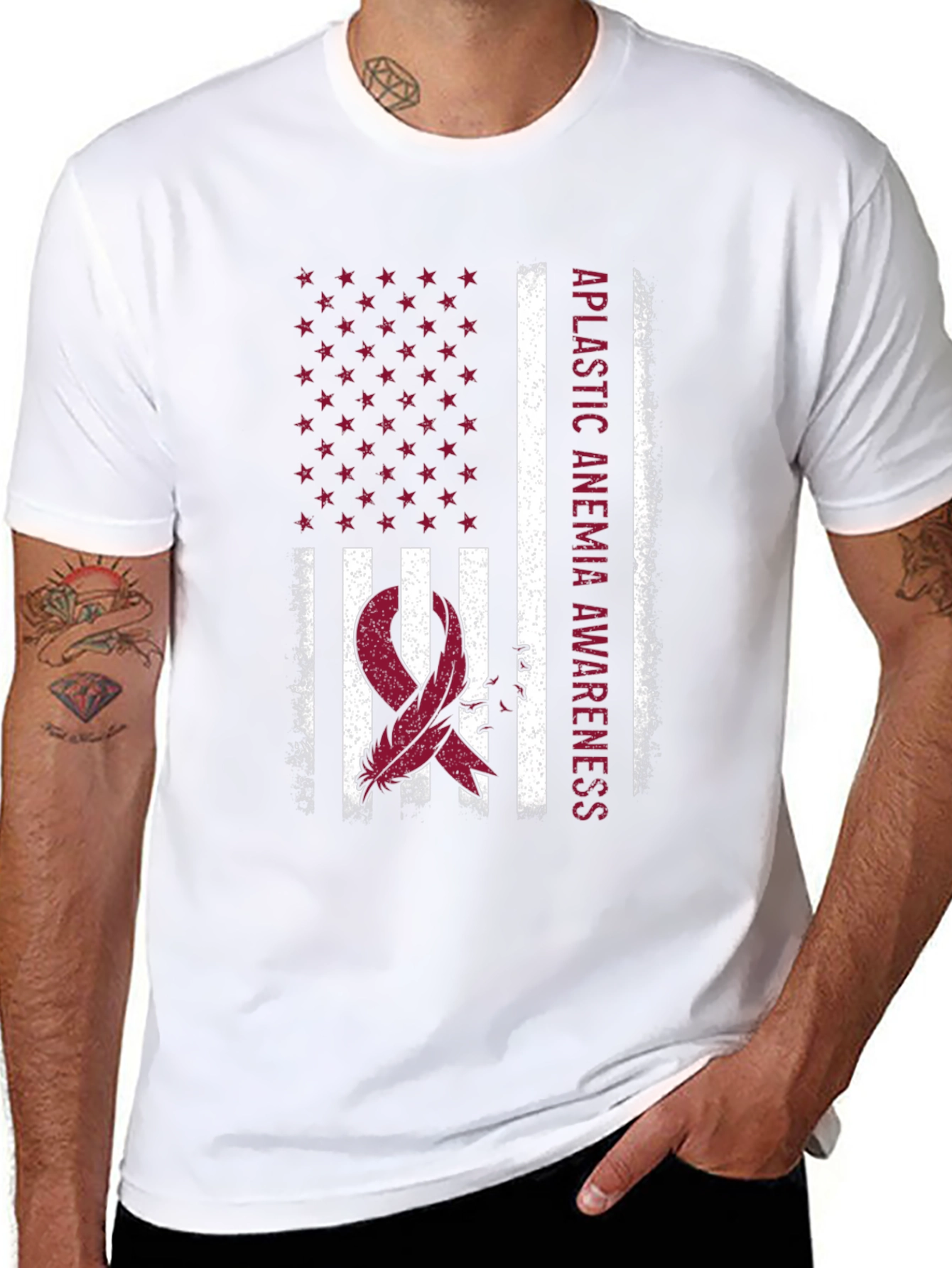 Aplastic Anemia Awareness USA Flag T-Shirt