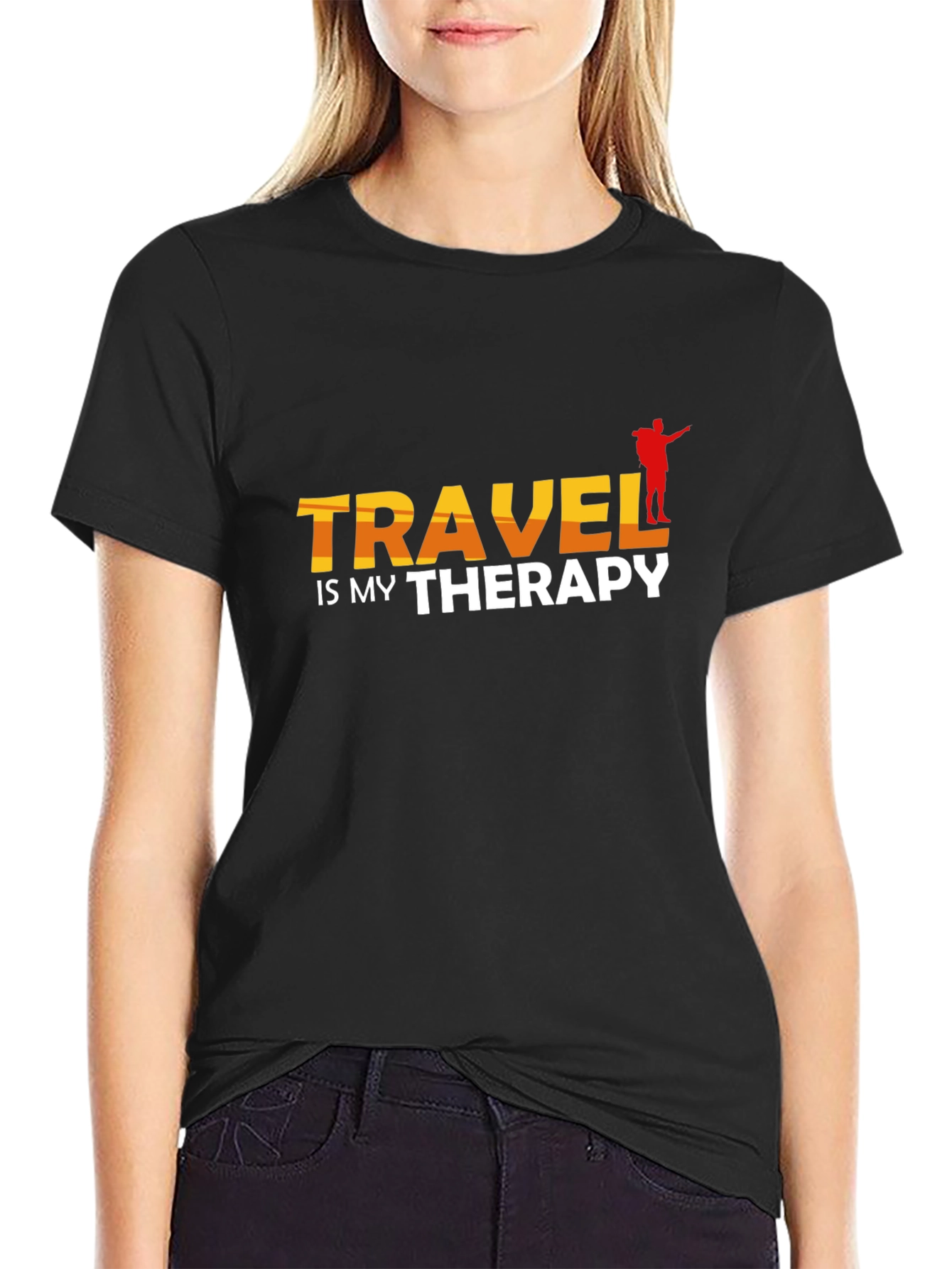 Travel Is My Therapy Black T-Shirt