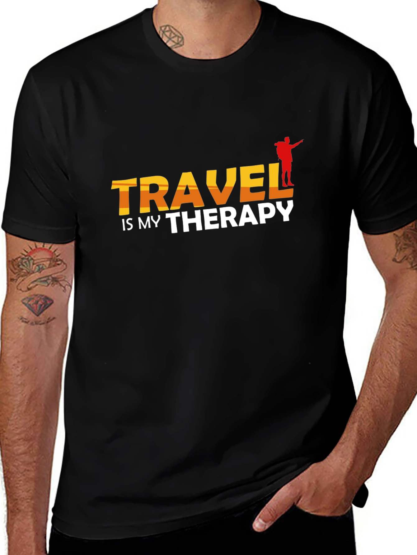 Travel Is My Therapy Black T-Shirt