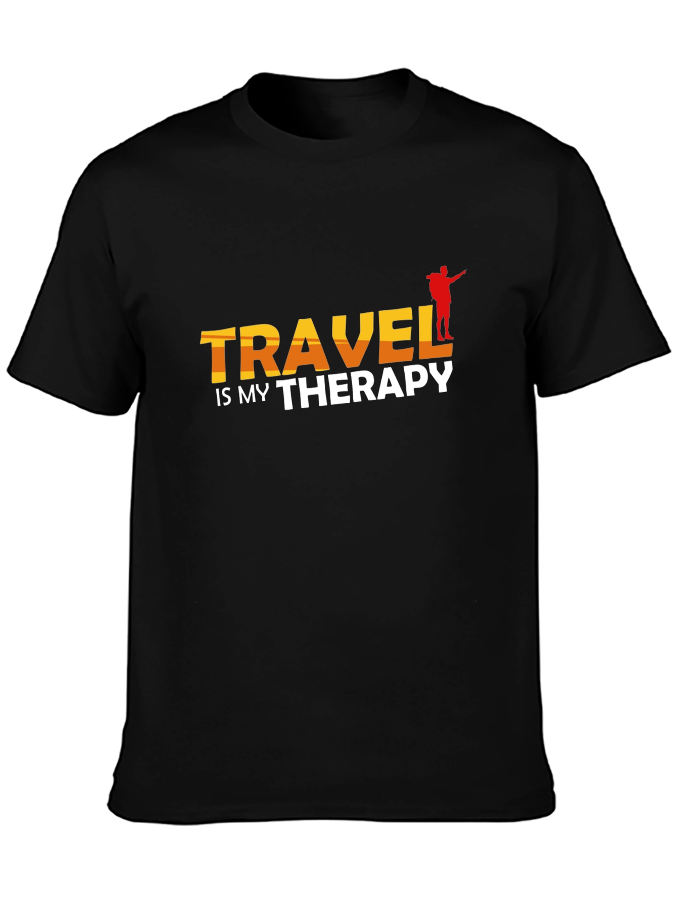 Travel Is My Therapy Black T-Shirt