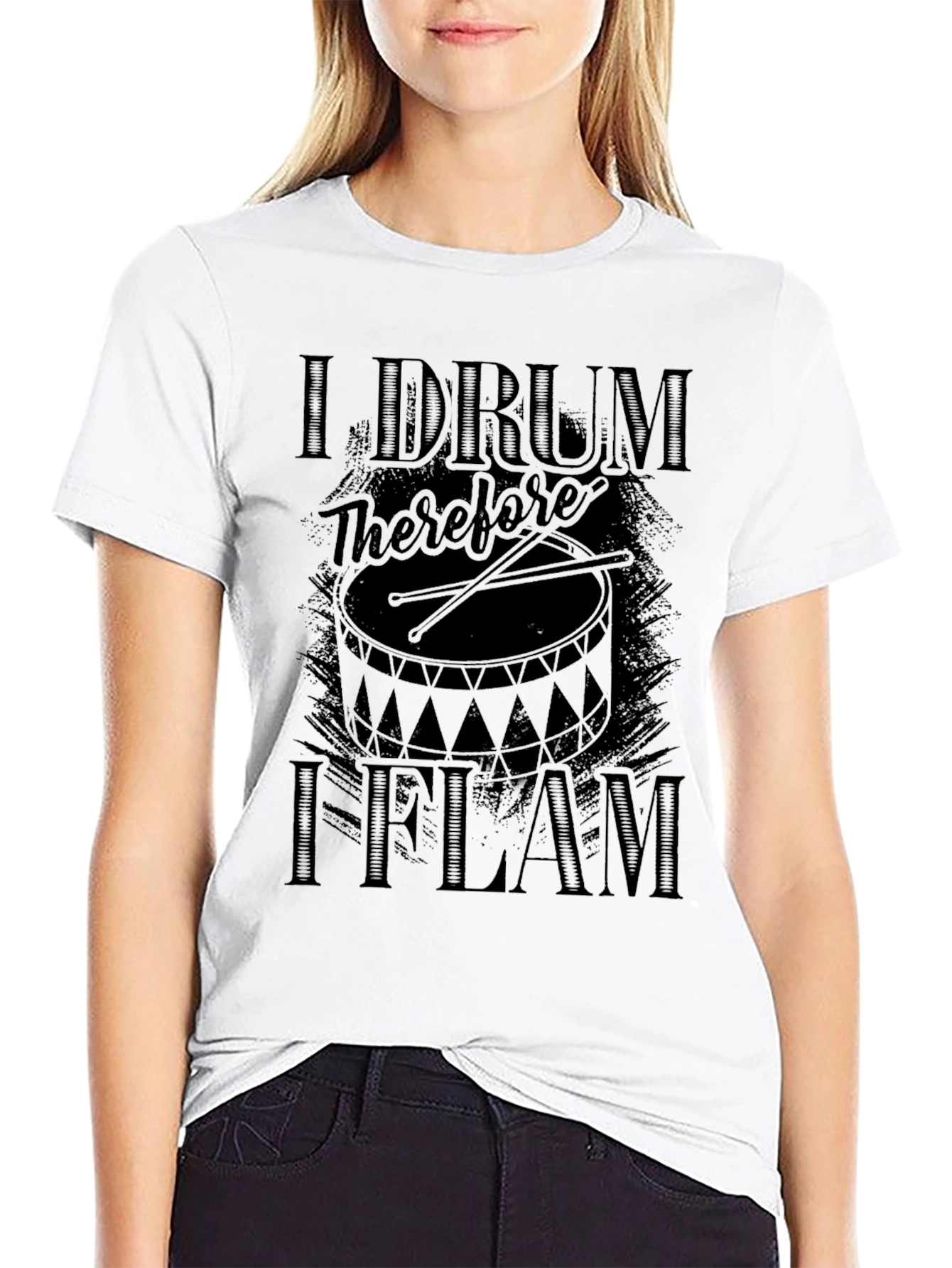 I Drum Therefore I Flam Black T-Shirt