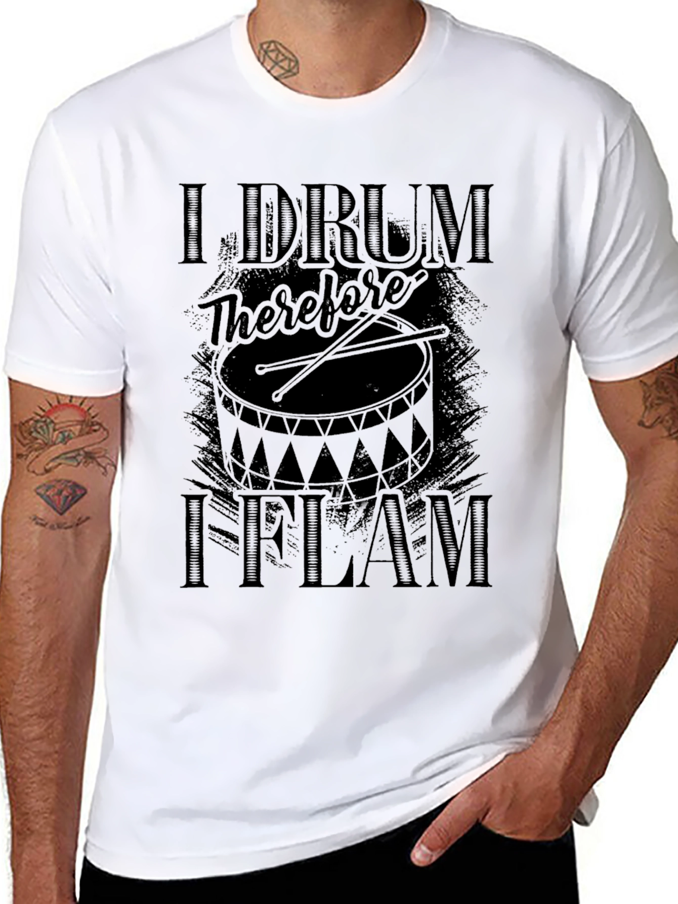 I Drum Therefore I Flam Black T-Shirt