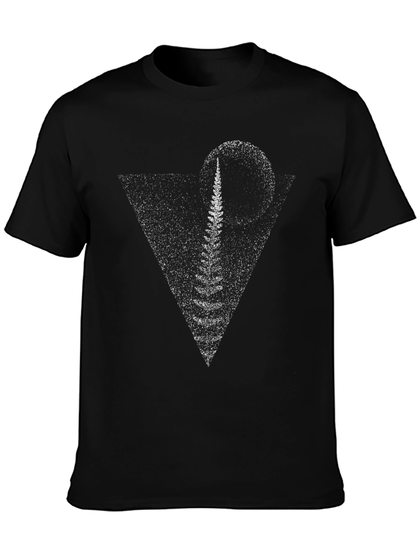 Abstract Fern Triangle Black T-Shirt