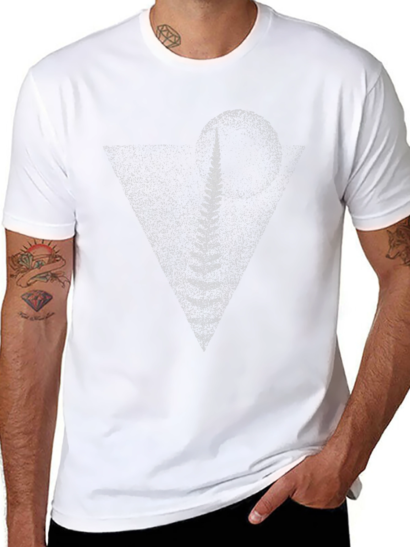 Abstract Fern Triangle Black T-Shirt
