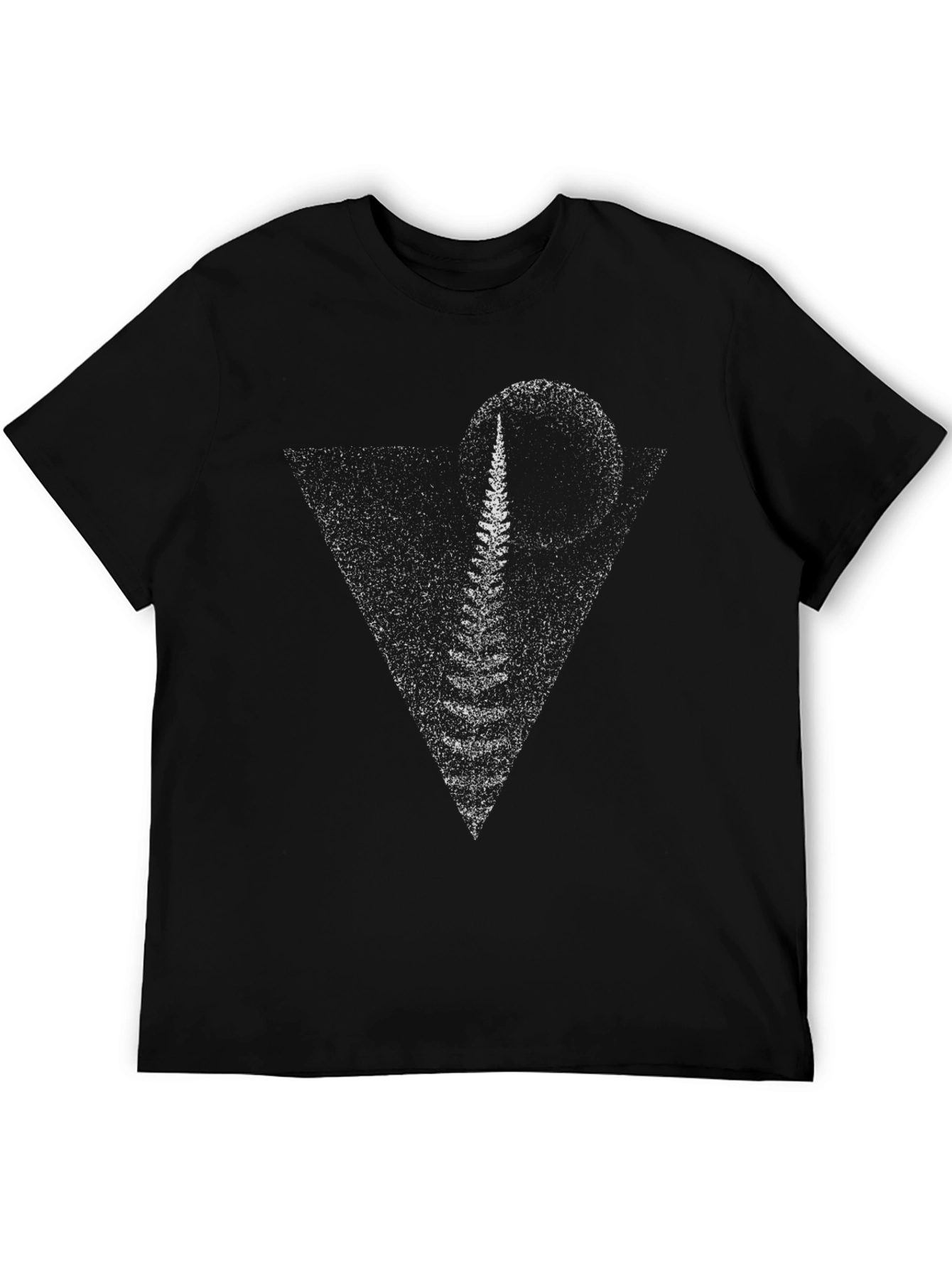 Abstract Fern Triangle Black T-Shirt