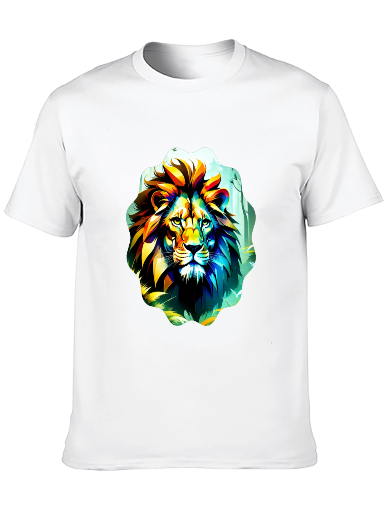 Vibrant Lion Graphic Tee - Black Cotton T-Shirt