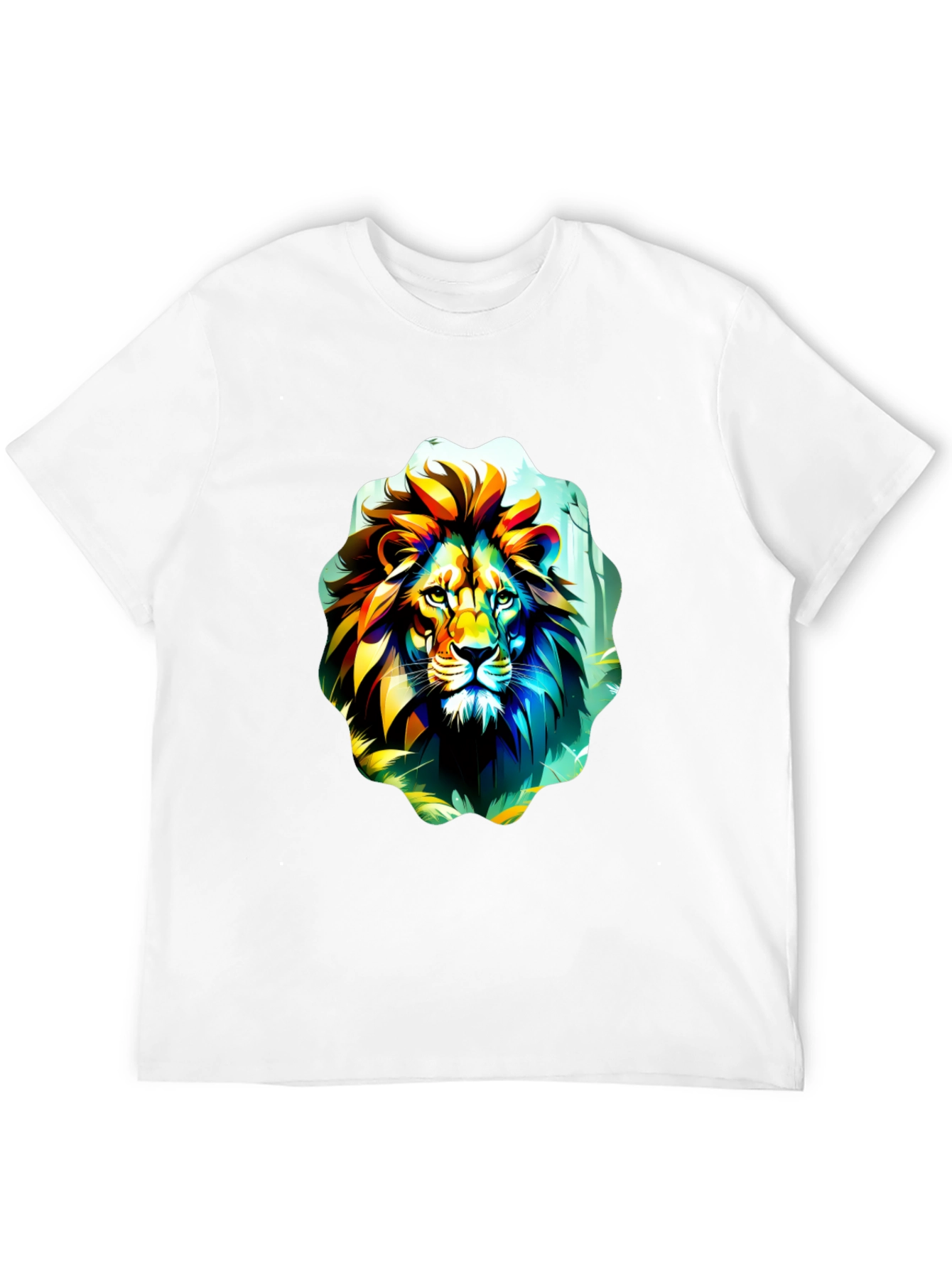 Vibrant Lion Graphic Tee - Black Cotton T-Shirt