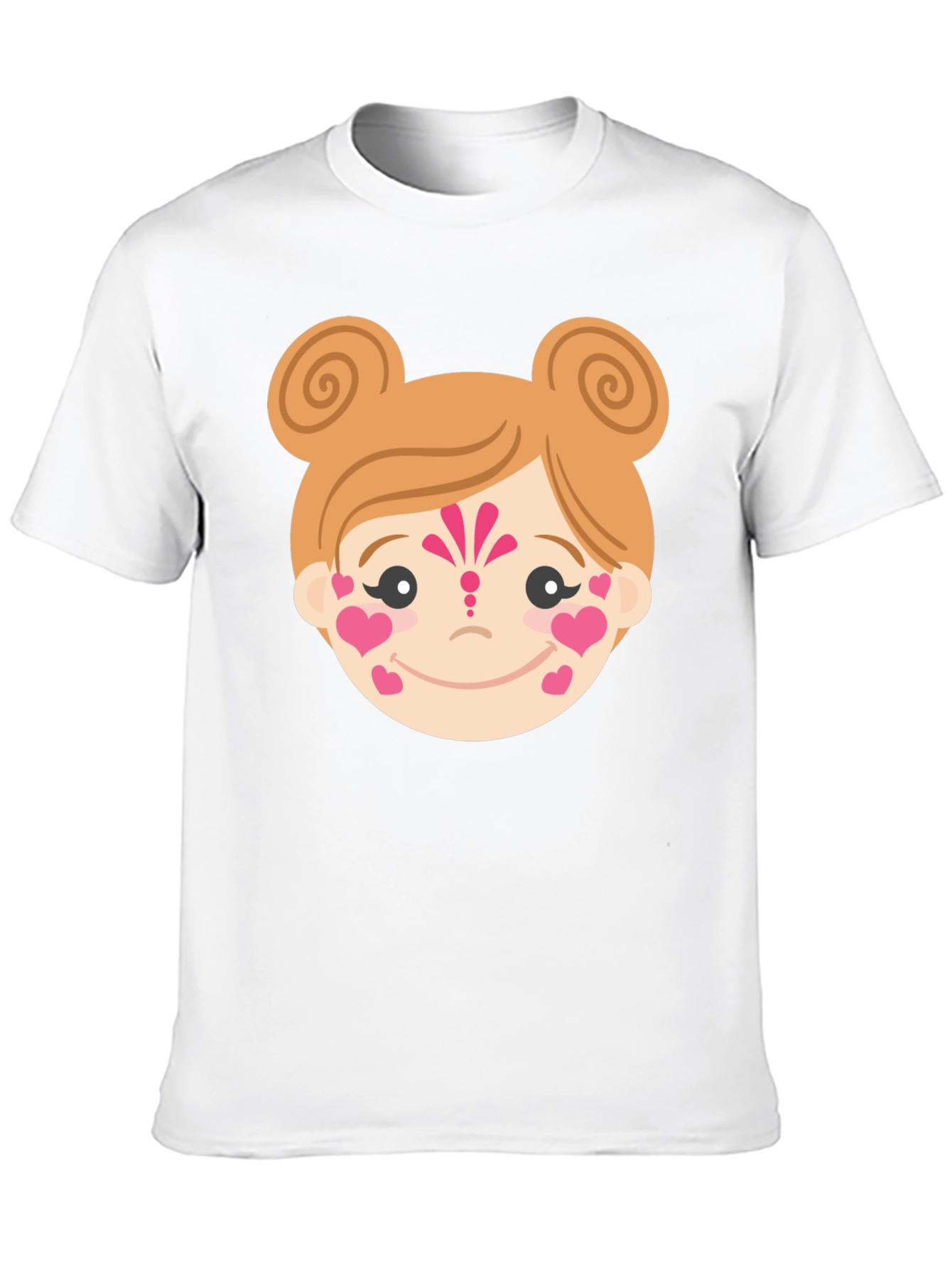 Heart Face Girl Black T-Shirt