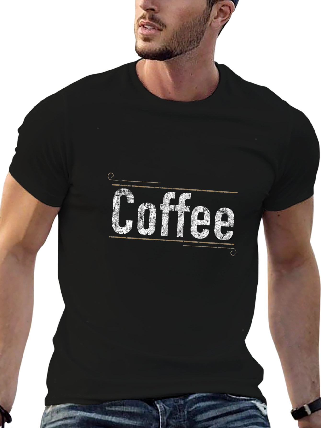 Distressed Coffee Graphic Tee - Unisex Black Shirt